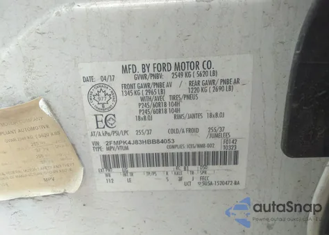 2017 Ford Edge Sel from USA, damaged, VIN 2FMPK4J83HBB84053